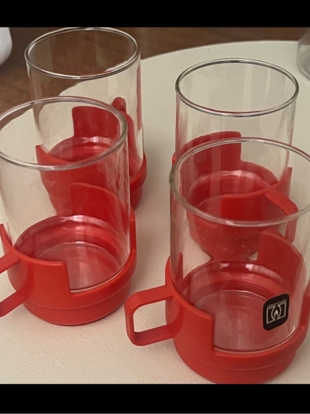 Set of 4 glass mini Mugs Jena Glass - espresso NWT